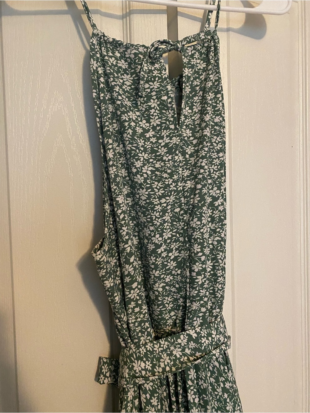 Green Floral Spaghetti Strap Dress